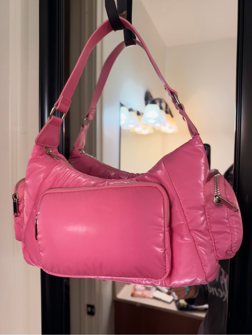 a new day Pink Nylon Puffer Shoulder Bag